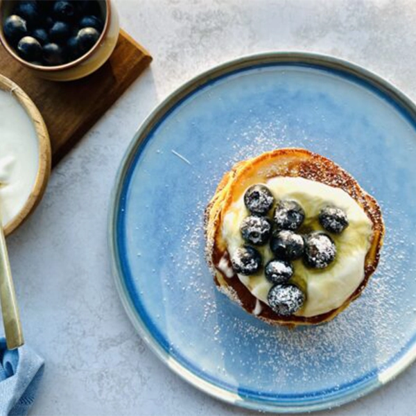 High Protein Blueberry Pancakes